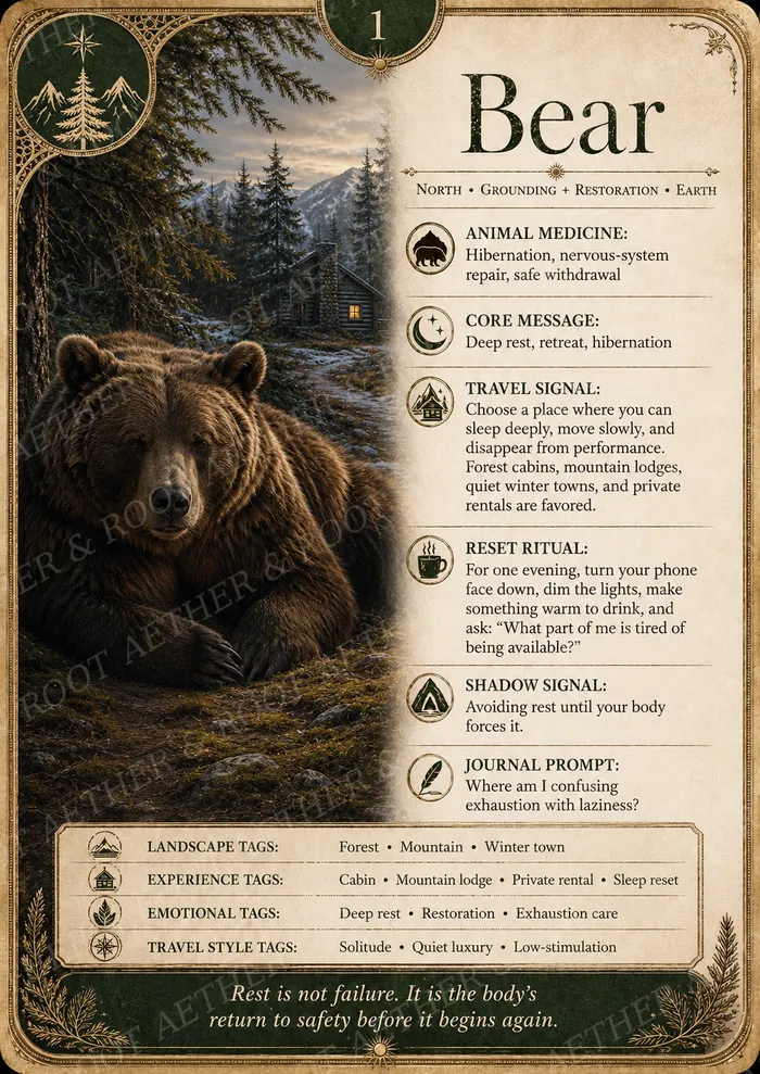 Bear card from the Reset Travel Animal Oracle